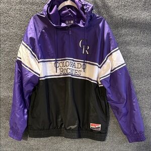 New Era Colorado Rockies Hoodie Windbreaker - Purple Black White Men’s Large